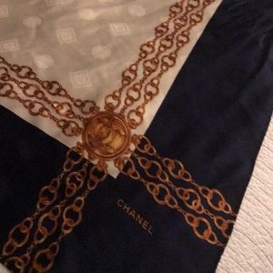 Vintage Channel silk scarf 33”square